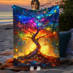 Aonana Tree of Life Printed Flannel Throw Blanket