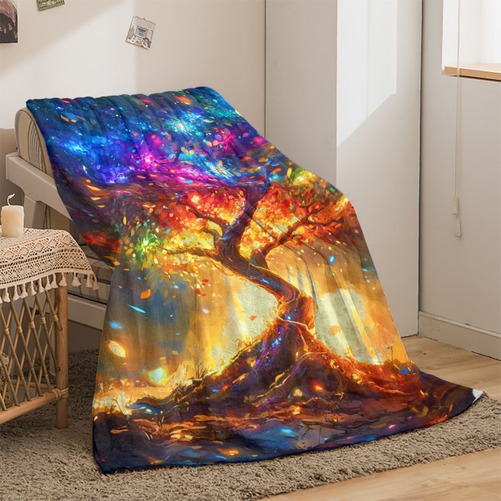 Aonana Tree of Life Printed Flannel Throw Blanket