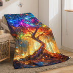 Aonana Tree of Life Printed Flannel Throw Blanket