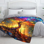 Aonana Tree of Life Printed Flannel Throw Blanket