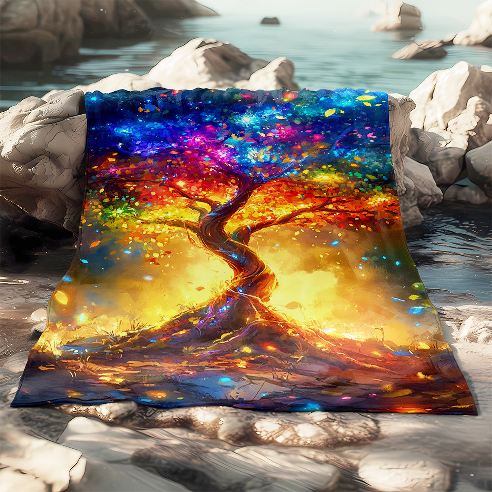Aonana Tree of Life Printed Flannel Throw Blanket