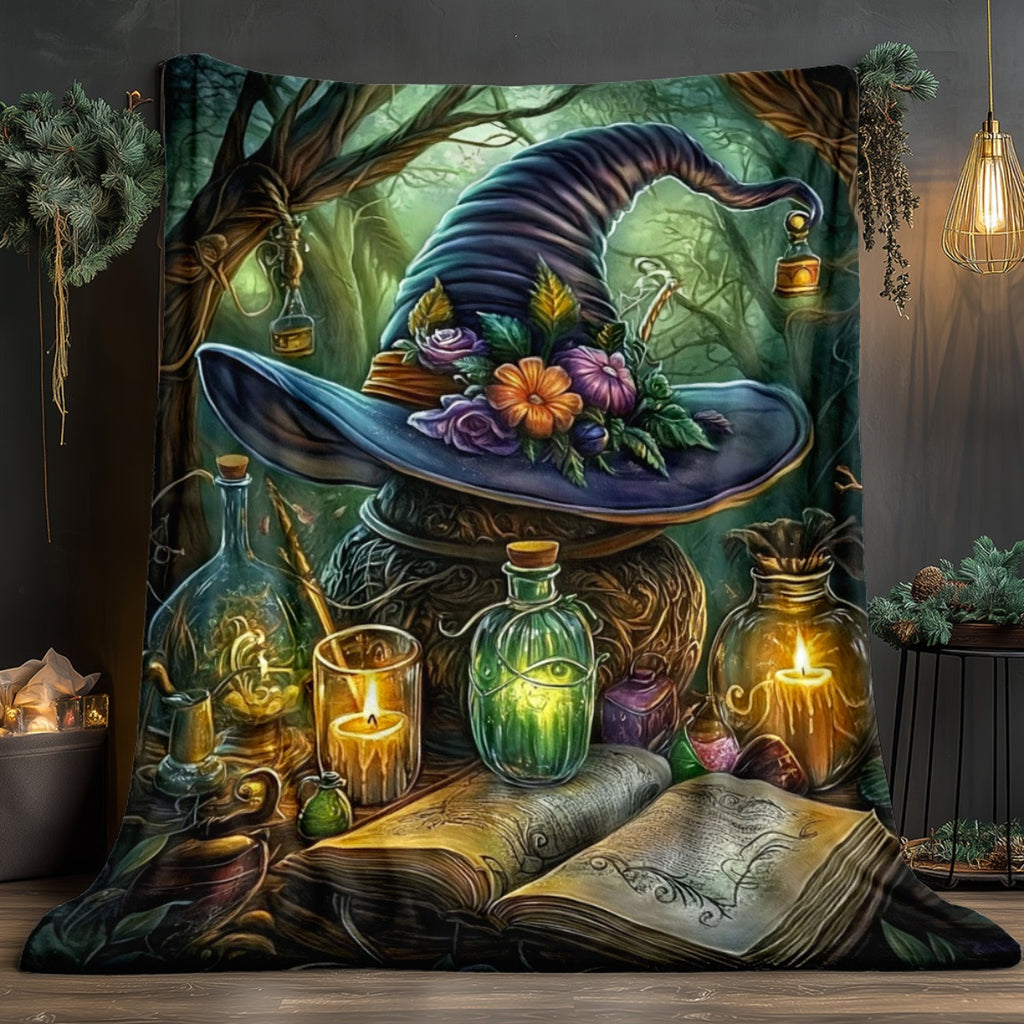 Aonana Witch on Books Magical Flannel Throw Blanket