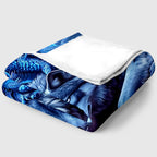 Aonana Dragon And Wolf Fantasy Flannel Throw Blanket