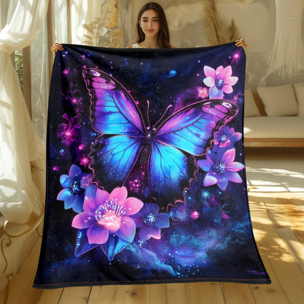 Aonana Colorful Butterflies Flannel Throw Blanket
