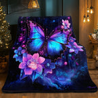 Aonana Colorful Butterflies Flannel Throw Blanket