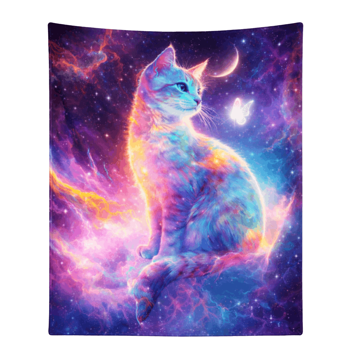 Aonana Galaxy Cat Fantasy Flannel Throw Blanket