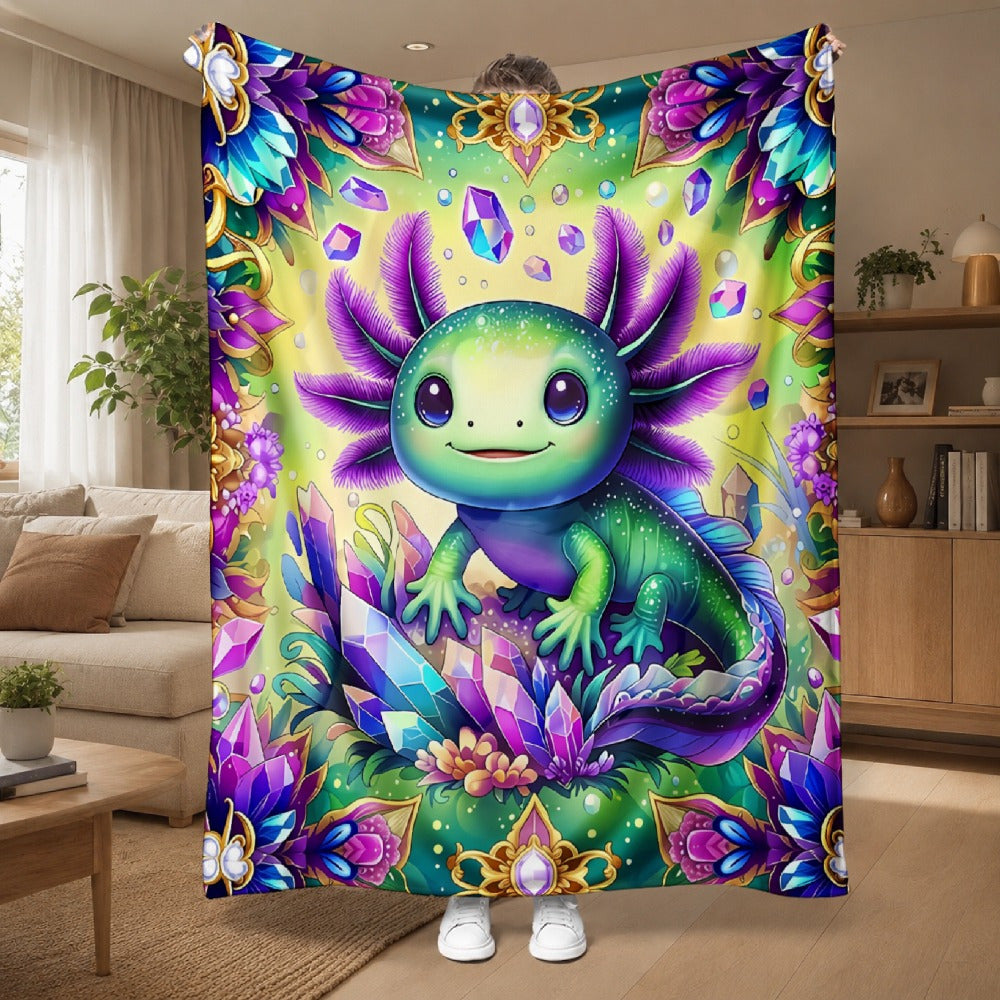 Aonana Rainbow Crystal Dragon Flannel Throw Blanket