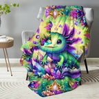 Aonana Rainbow Crystal Dragon Flannel Throw Blanket