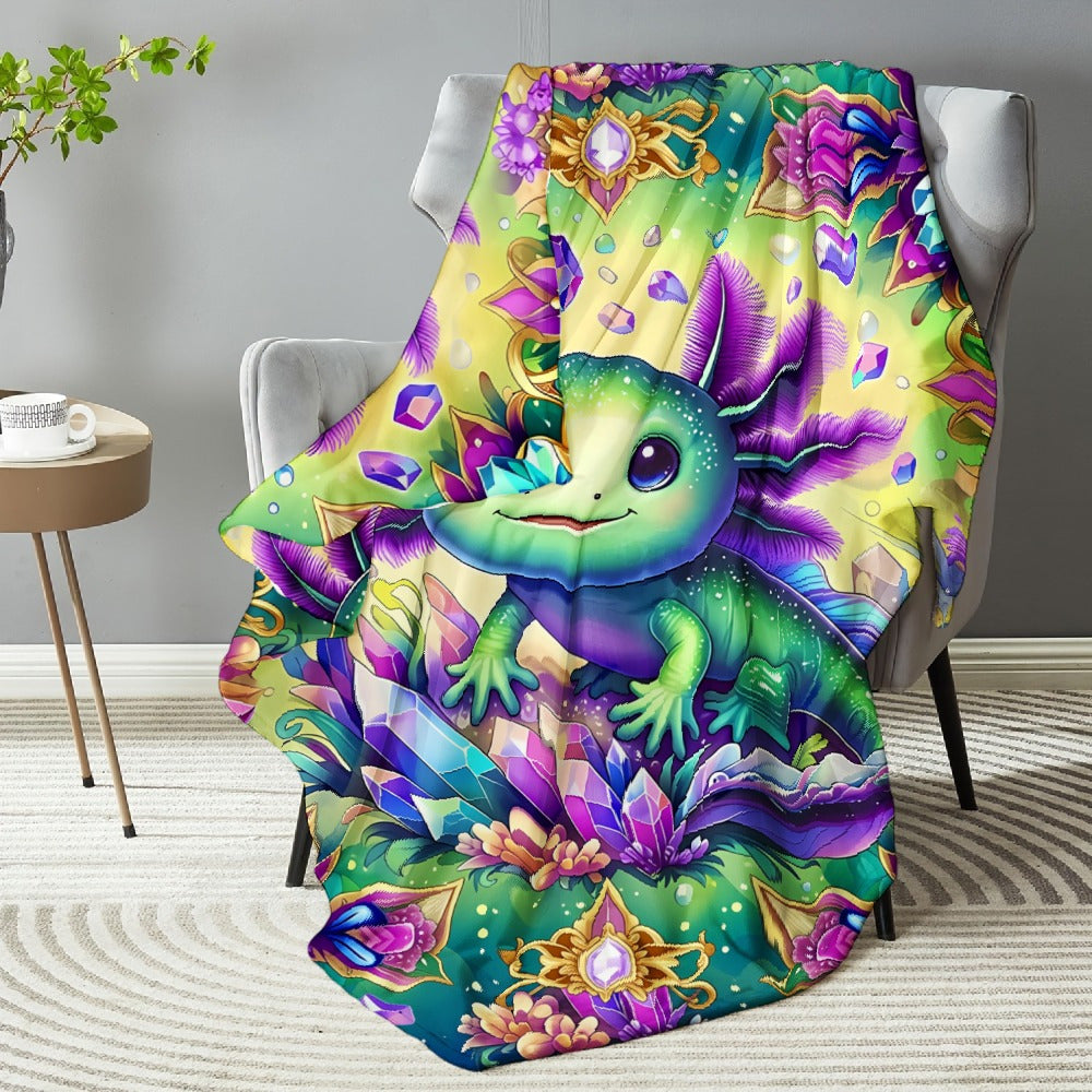 Aonana Rainbow Crystal Dragon Flannel Throw Blanket