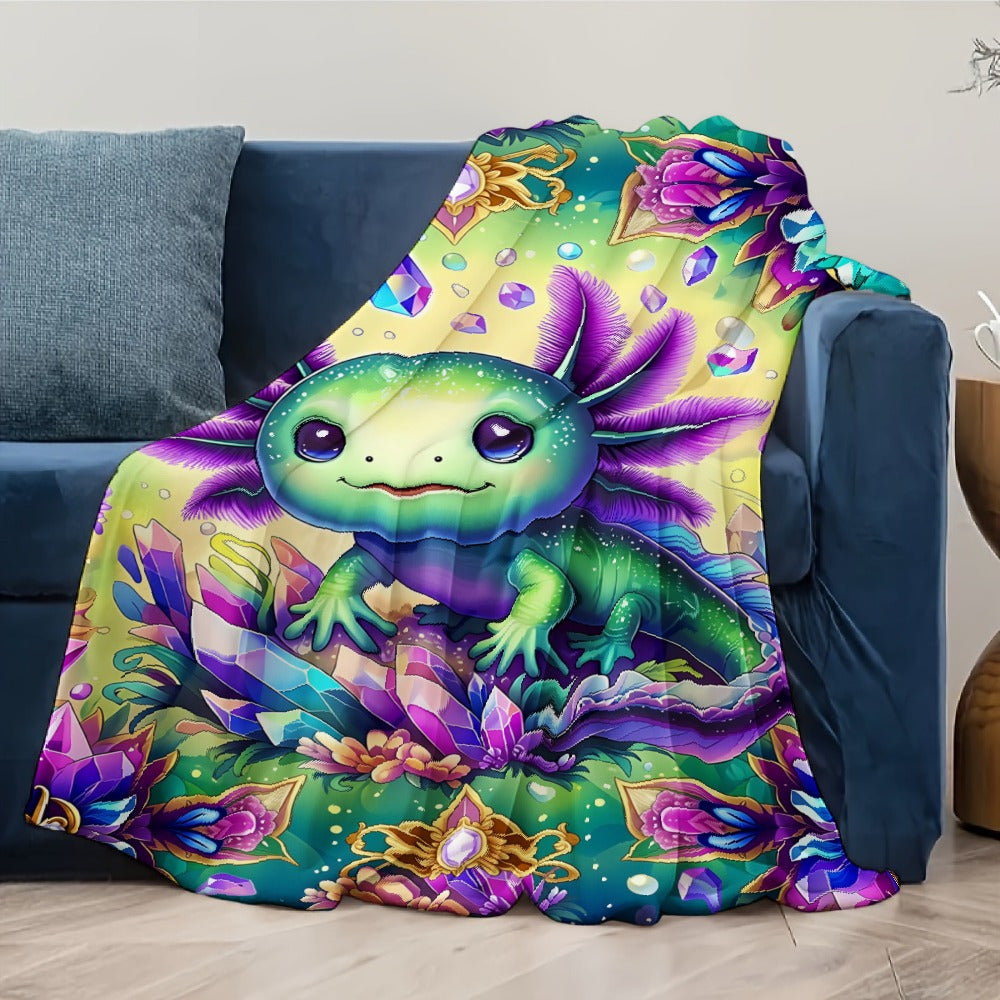 Aonana Rainbow Crystal Dragon Flannel Throw Blanket