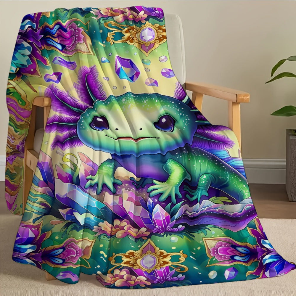 Aonana Rainbow Crystal Dragon Flannel Throw Blanket