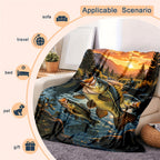 Aonana Big Bass Fishing Flannel Throw Blanket