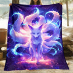Aonana Nine-Tailed Fox Flannel Throw Blanket