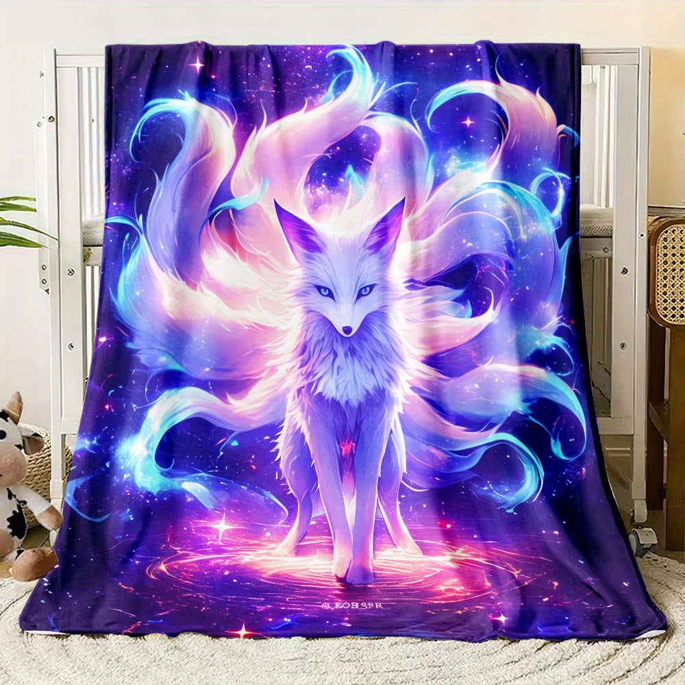 Aonana Nine-Tailed Fox Flannel Throw Blanket