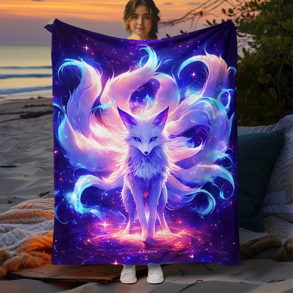 Aonana Nine-Tailed Fox Flannel Throw Blanket