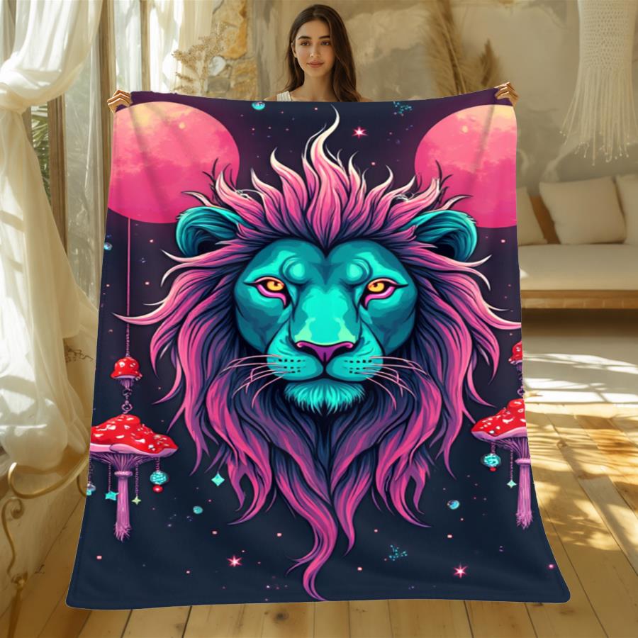 Aonana Fairy &  Lion King Flannel Throw Blanket
