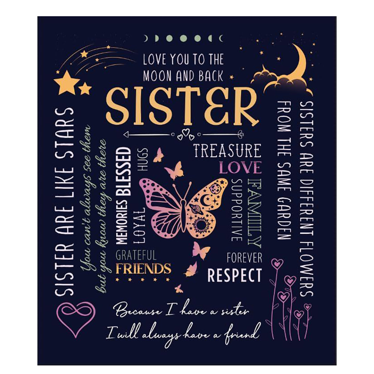 Aonana “To My Sister” Meaningful Gift Flannel Throw Blanket