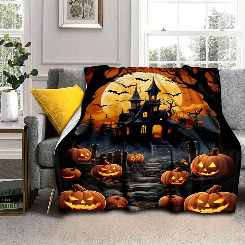 Aonana Halloween Horror Castle Flannel Blanket