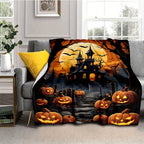 Aonana Halloween Horror Castle Flannel Blanket