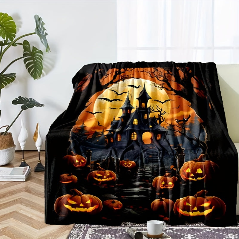 Aonana Halloween Horror Castle Flannel Blanket