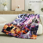 Aonana Whimsical Halloween Spooky Flannel Throw Blanket