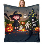 Aonana Halloween Spooky Cute Witch Flannel Throw Blanket