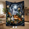 Aonana Halloween Ghosts Pumpkins Lanterns Flannel Throw Blanket