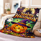 Aonana Happy Halloween Cozy Flannel Throw Blanket