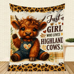 Aonana “Just A Girl Who Loves Highland Cows” Flannel Throw Blanket
