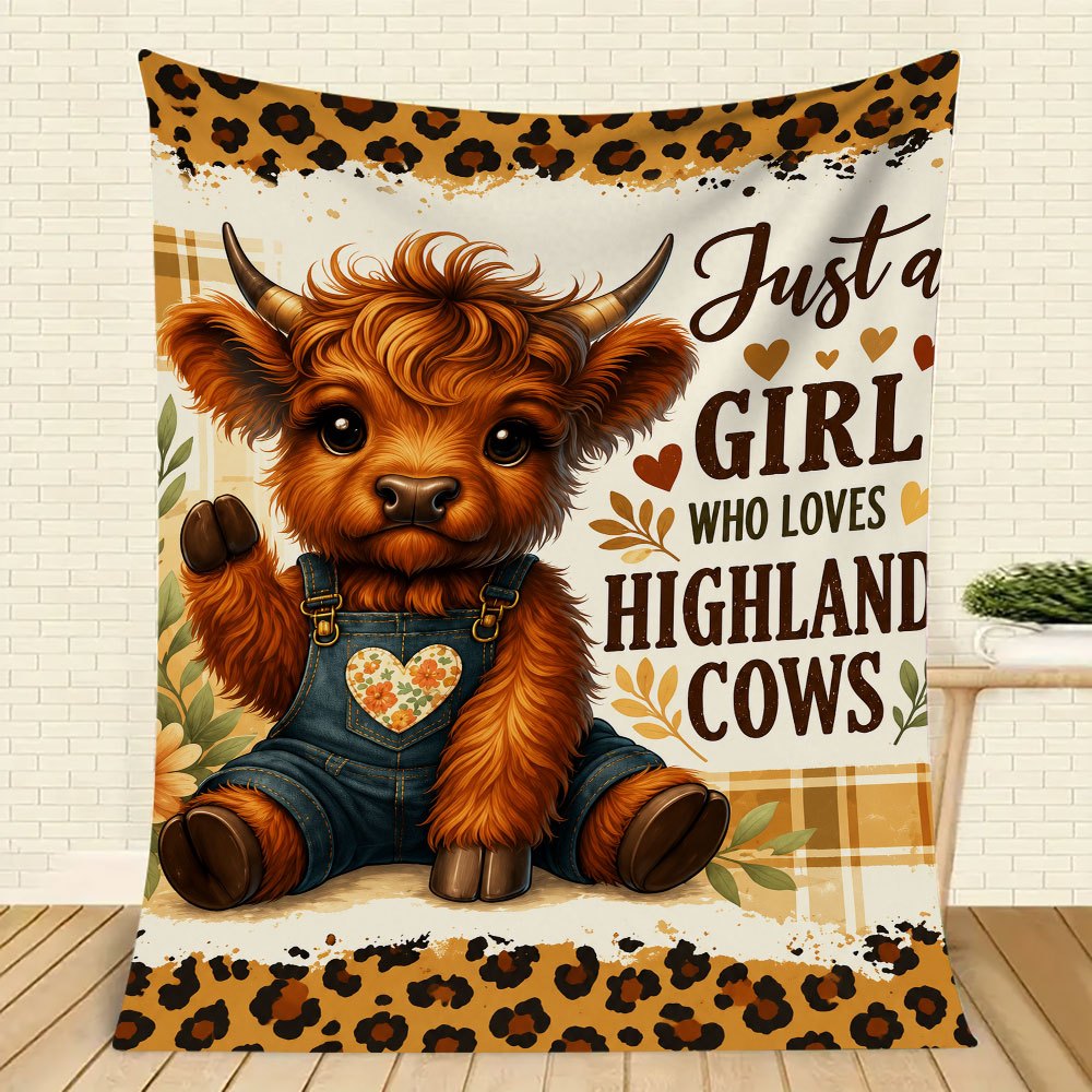 Aonana “Just A Girl Who Loves Highland Cows” Flannel Throw Blanket