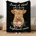 Aonana “Just A Girl Who Loves Highland Cows” Flannel Throw Blanket