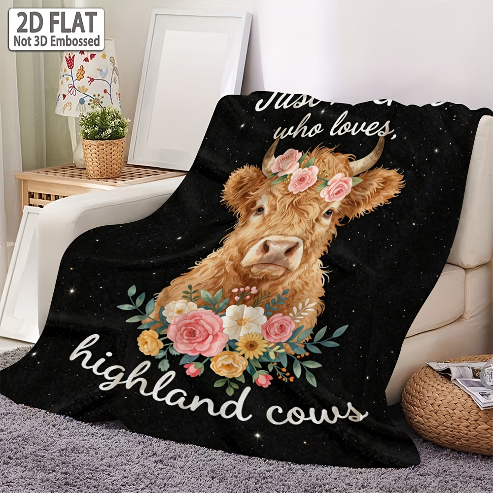 Aonana “Just A Girl Who Loves Highland Cows” Flannel Throw Blanket