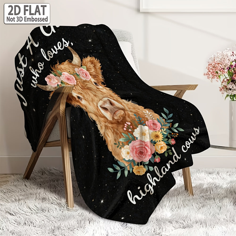 Aonana “Just A Girl Who Loves Highland Cows” Flannel Throw Blanket