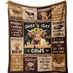 Aonana “Just A Girl Who Loves Highland Cows” Flannel Throw Blanket