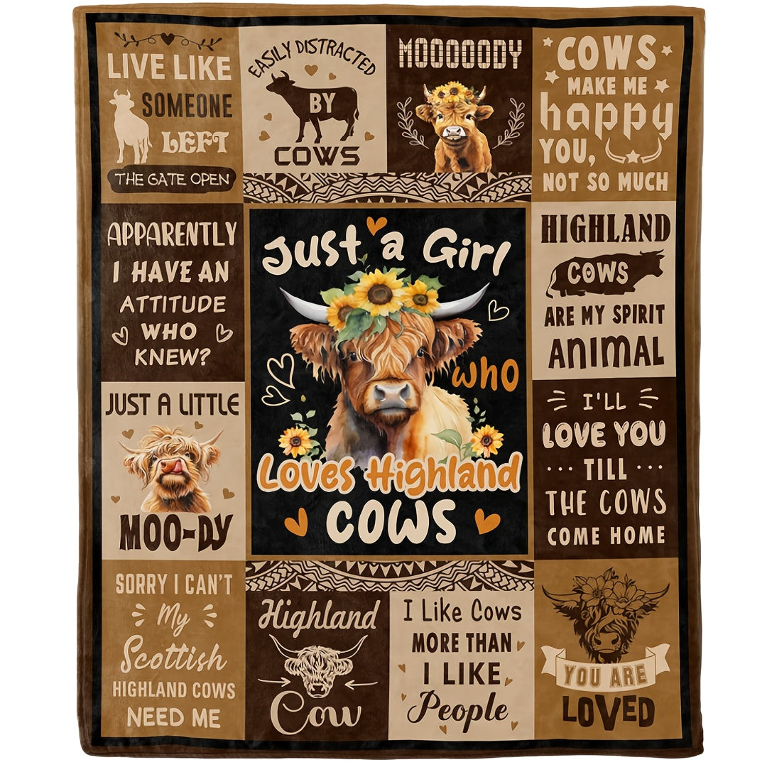 Aonana “Just A Girl Who Loves Highland Cows” Flannel Throw Blanket