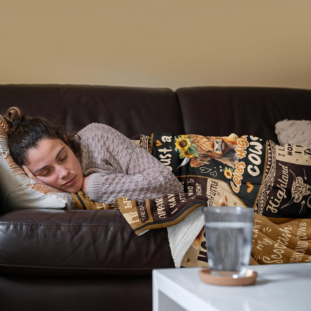 Aonana “Just A Girl Who Loves Highland Cows” Flannel Throw Blanket