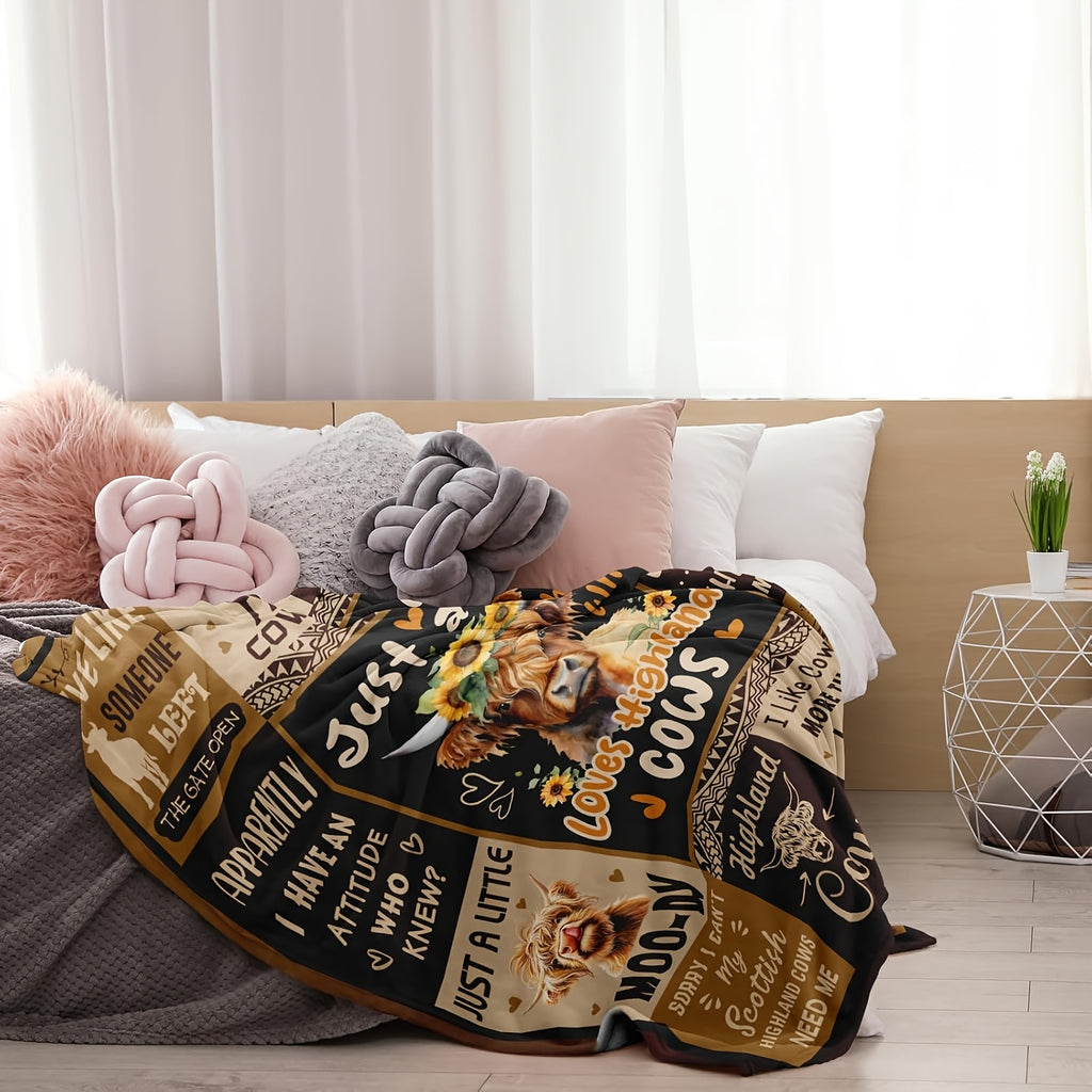 Aonana “Just A Girl Who Loves Highland Cows” Flannel Throw Blanket
