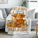 Aonana “Just A Girl Who Loves Highland Cows” Flannel Throw Blanket