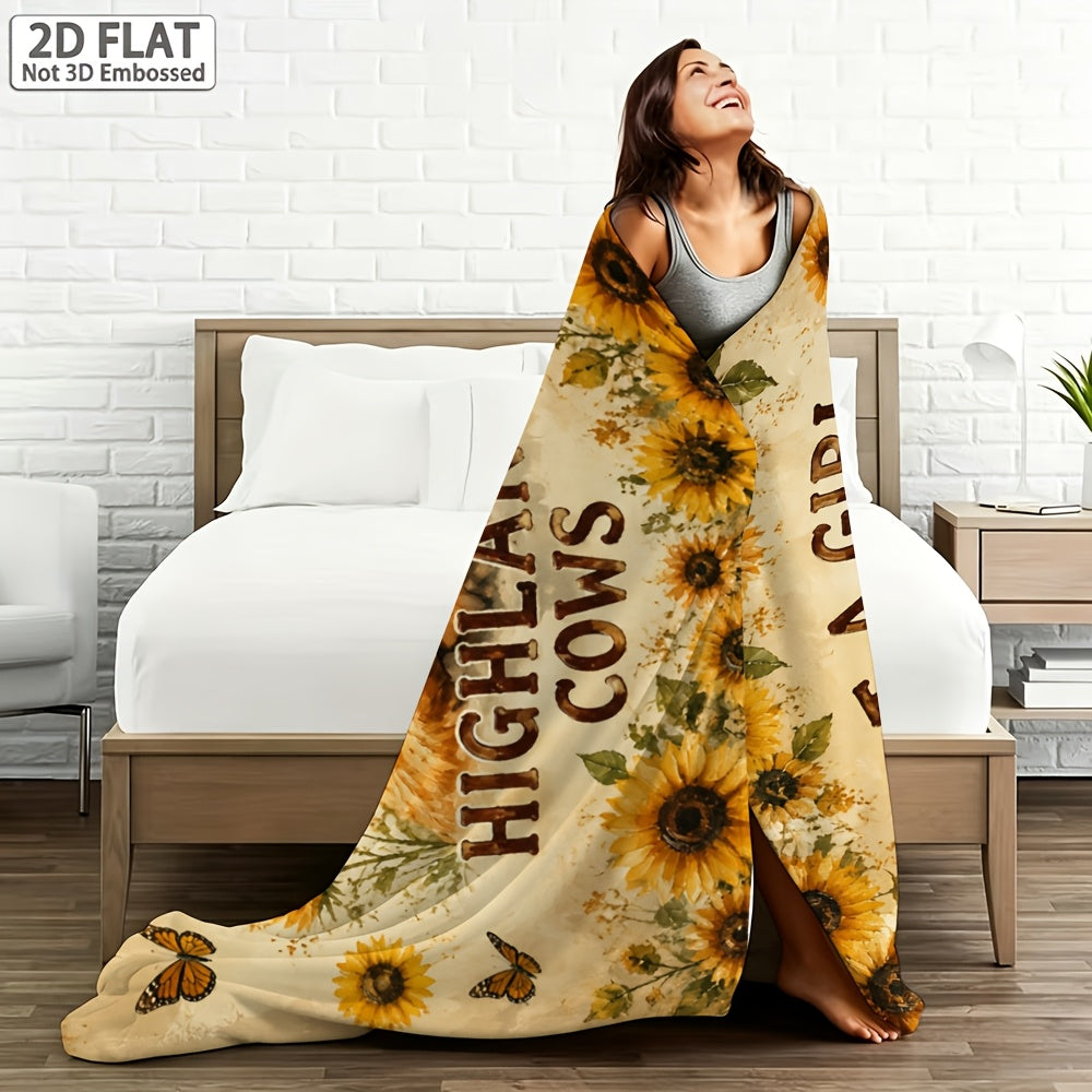 Aonana “Just A Girl Who Loves Highland Cows” Flannel Throw Blanket