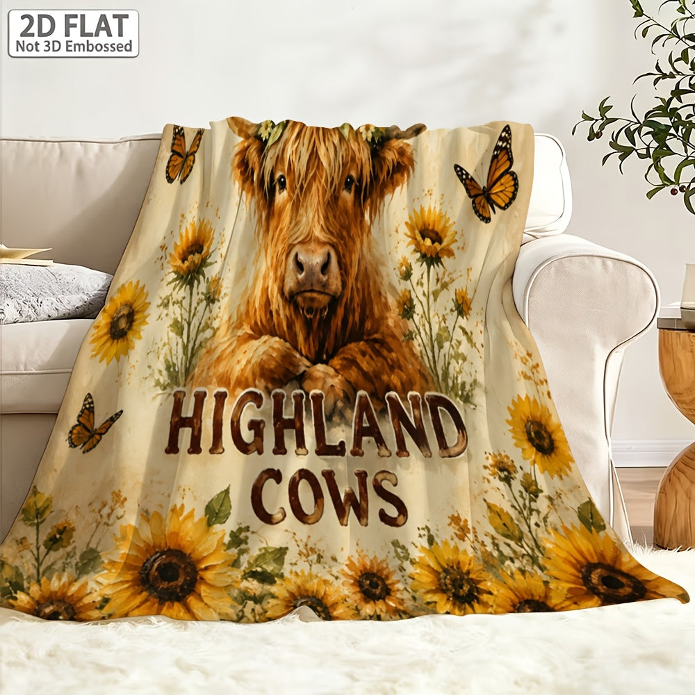 Aonana “Just A Girl Who Loves Highland Cows” Flannel Throw Blanket