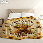 Aonana “Just A Girl Who Loves Highland Cows” Flannel Throw Blanket