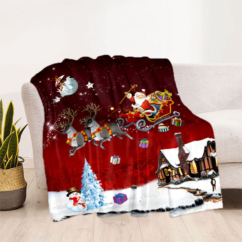 Aonana Merry Christmas Santa Claus Gifts Flannel Blanket