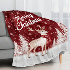 Aonana Merry Christmas Scarf Deer Printed Flannel Blanket