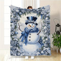 Aonana Merry Christmas Snowman Printed Flannel Blanket