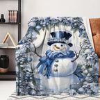 Aonana Merry Christmas Snowman Printed Flannel Blanket