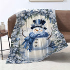 Aonana Merry Christmas Snowman Printed Flannel Blanket