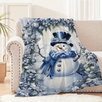 Aonana Merry Christmas Snowman Printed Flannel Blanket