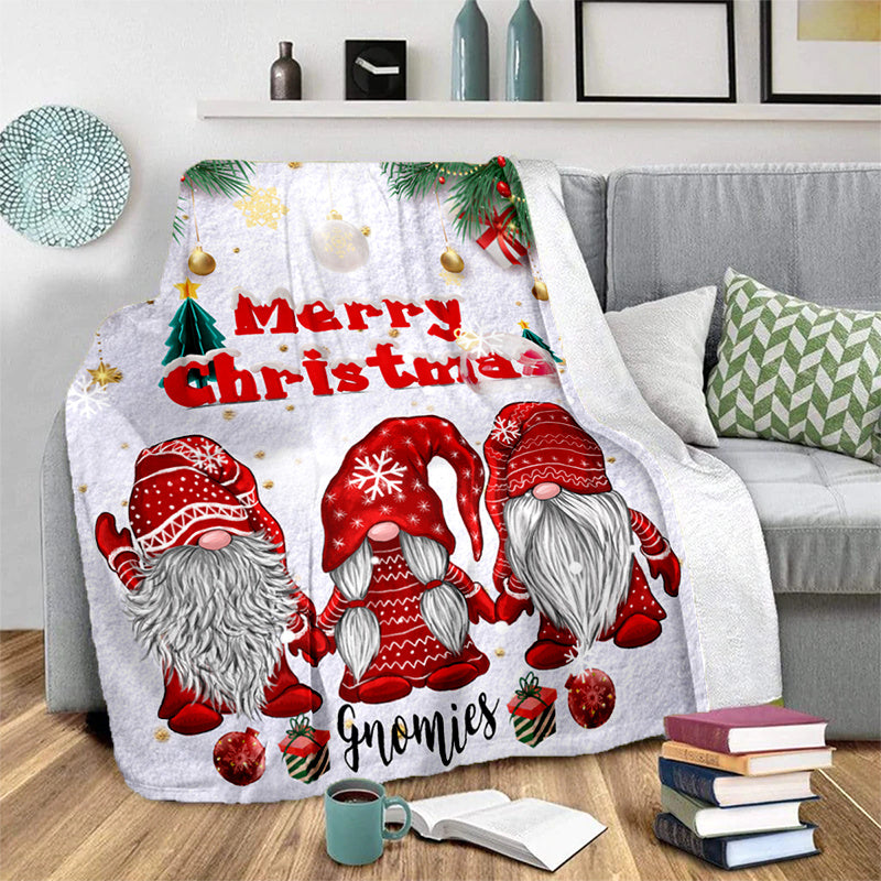 GiftoLuck Cozy Christmas Gnomes Print Blanket