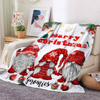 Aonana Merry Christmas Gnomies Print Flannel Blanket