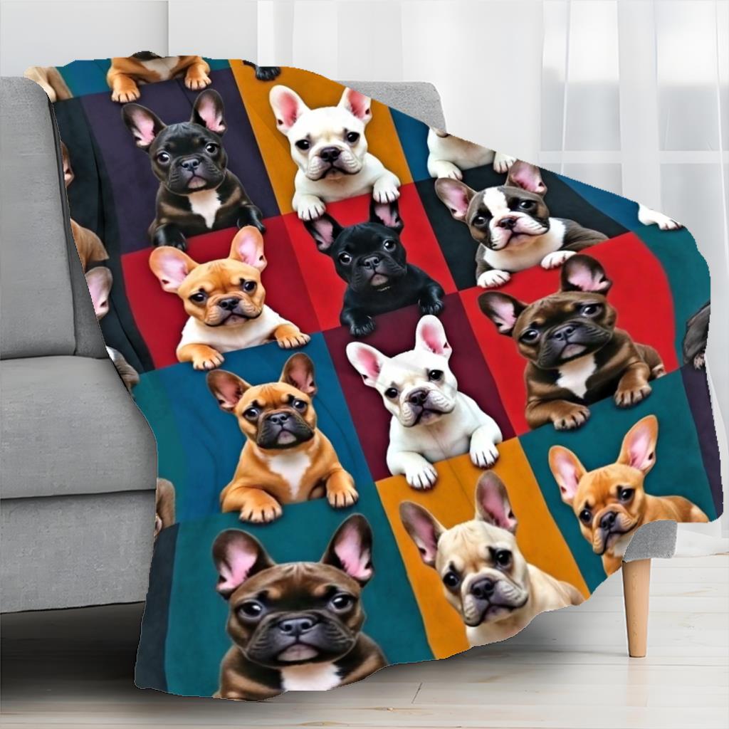 Aonana French Bulldog Gifts Cozy Flannel Throw Blanket